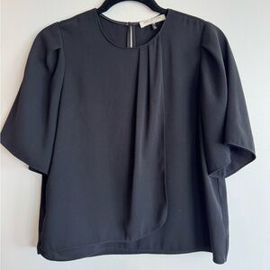HALSTON Black Short Sleeve Blouse XS